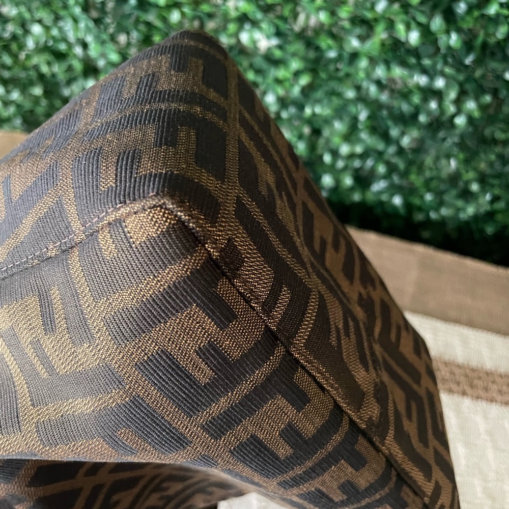 Fendi Brown and Dark Brown Zucca Logo Wristlet - Picture 9 of 13